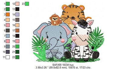 Safari embroidery designs - Animals embroidery design machine embroidery pattern - Elephant embroidery file - zebra embroidery tiger design Marcia Embroidery