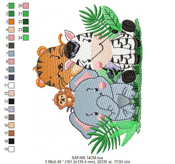 Safari embroidery designs - Animals embroidery design machine embroidery pattern - Elephant embroidery file - zebra embroidery tiger design Marcia Embroidery
