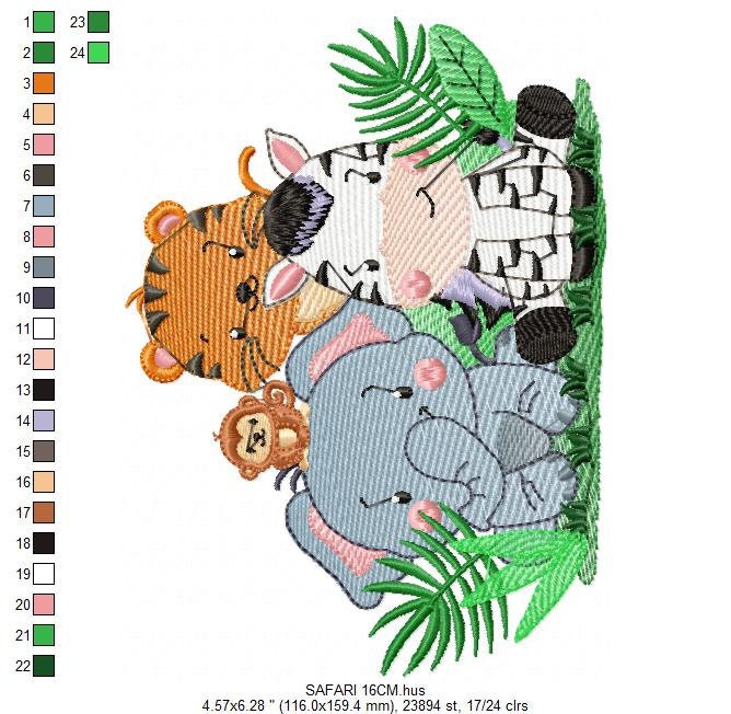 Safari embroidery designs - Animals embroidery design machine embroidery pattern - Elephant embroidery file - zebra embroidery tiger design Marcia Embroidery