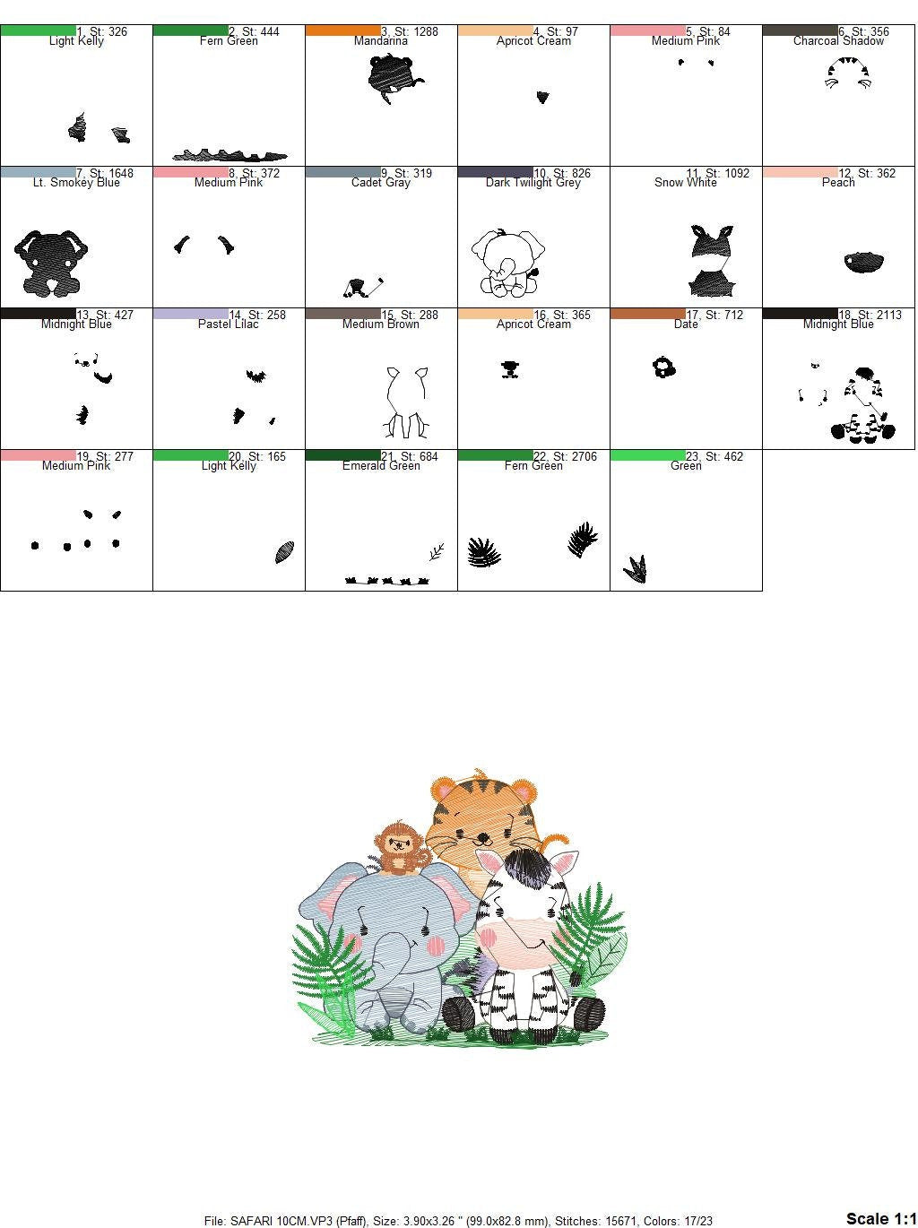 Safari embroidery designs - Animals embroidery design machine embroidery pattern - Elephant embroidery file - zebra embroidery tiger design Marcia Embroidery