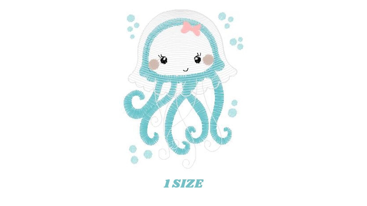 Jellyfish embroidery design - Octopus embroidery designs machine embroidery pattern - Ocean animals embroidery applique - instant download