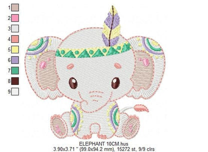 Indian Elephant embroidery designs - Animal embroidery design machine embroidery pattern - Boy embroidery file - elephant with body paint