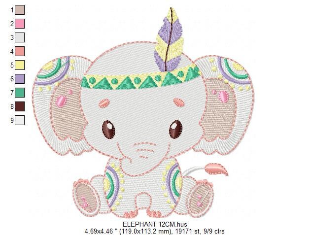 Indian Elephant embroidery designs - Animal embroidery design machine embroidery pattern - Boy embroidery file - elephant with body paint