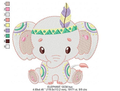 Indian Elephant embroidery designs - Animal embroidery design machine embroidery pattern - Boy embroidery file - elephant with body paint