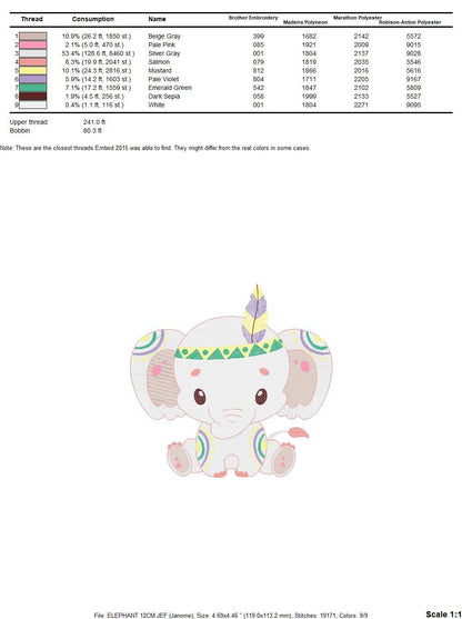 Indian Elephant embroidery designs - Animal embroidery design machine embroidery pattern - Boy embroidery file - elephant with body paint