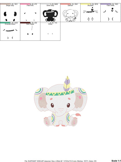 Indian Elephant embroidery designs - Animal embroidery design machine embroidery pattern - Boy embroidery file - elephant with body paint
