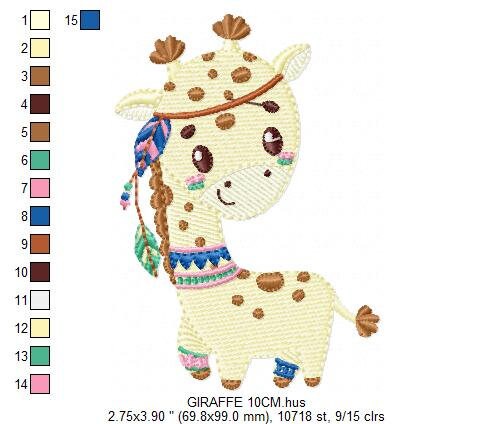 Giraffe embroidery designs - Indian animals embroidery design machine embroidery pattern - Baby boy embroidery file - instant download pes - Marcia Embroidery