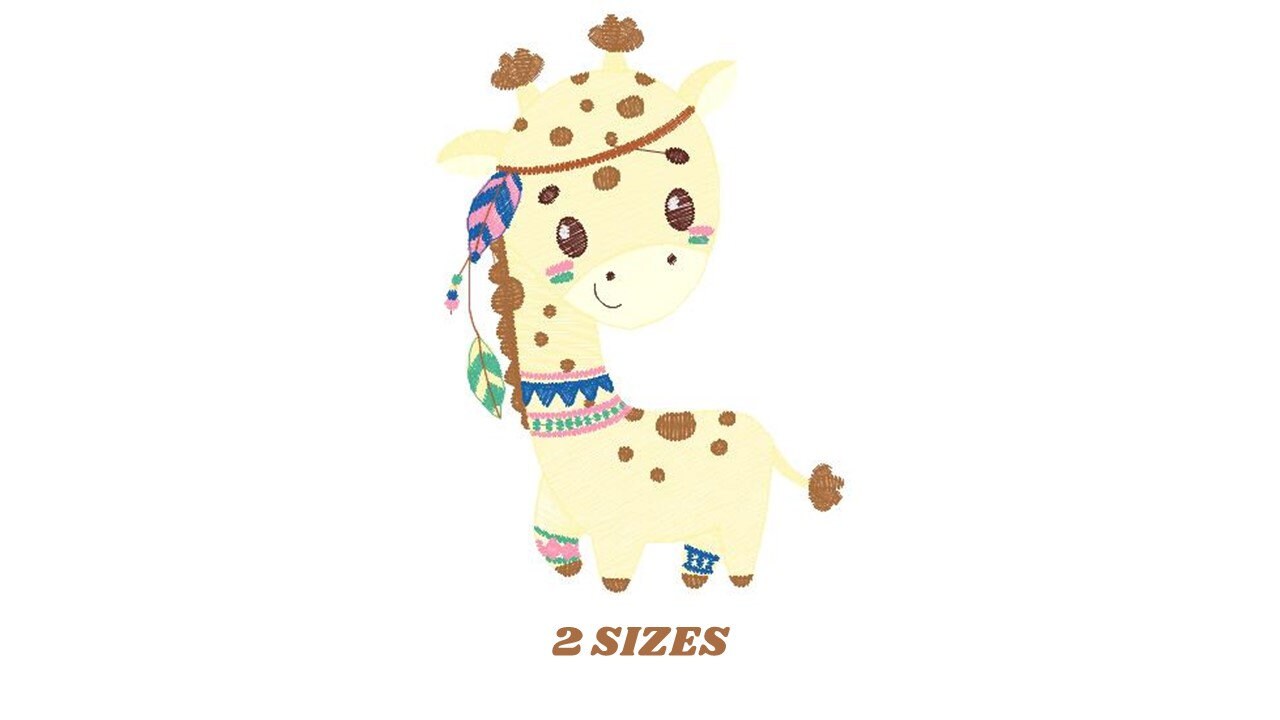 Giraffe embroidery designs - Indian animals embroidery design machine embroidery pattern - Baby boy embroidery file - instant download pes - Marcia Embroidery