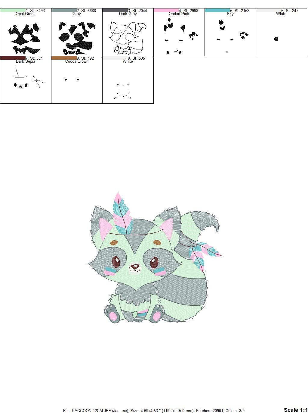 Raccoon embroidery designs - Indian Animal embroidery design machine embroidery pattern - Woodland animal embroidery file - Boy embroidery Marcia Embroidery