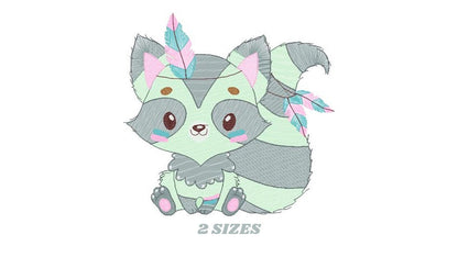 Raccoon embroidery designs - Indian Animal embroidery design machine embroidery pattern - Woodland animal embroidery file - Boy embroidery Marcia Embroidery