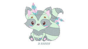 Raccoon embroidery designs - Indian Animal embroidery design machine embroidery pattern - Woodland animal embroidery file - Boy embroidery