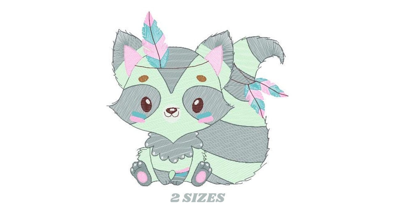 Raccoon embroidery designs - Indian Animal embroidery design machine embroidery pattern - Woodland animal embroidery file - Boy embroidery Marcia Embroidery