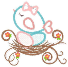 Load image into Gallery viewer, Birds nest embroidery designs - Bird with eggs embroidery design machine embroidery pattern - instant download - bird family applique design
