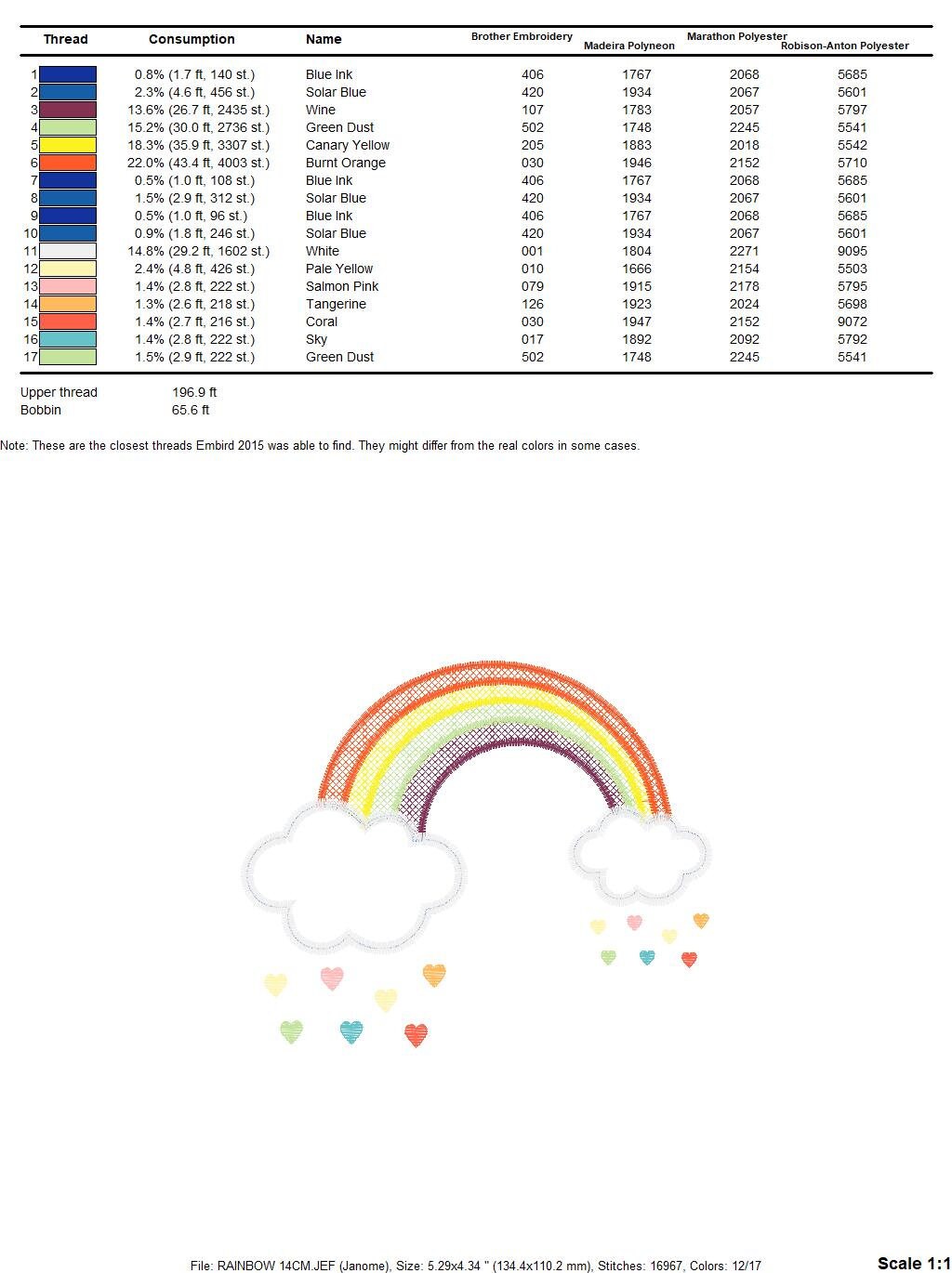 Rainbow embroidery design - Cloud embroidery designs machine embroidery pattern - Sky embroidery file - Nursery cloud digital download pes Marcia Embroidery