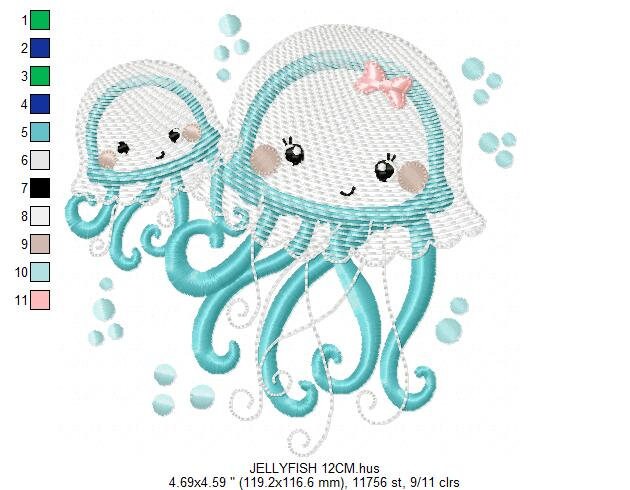 Jellyfish embroidery design - Octopus embroidery designs machine embroidery pattern - Ocean animals embroidery - instant digital download Marcia Embroidery