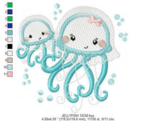 Laden Sie das Bild in den Galerie-Viewer, Jellyfish embroidery design - Octopus embroidery designs machine embroidery pattern - Ocean animals embroidery - instant digital download
