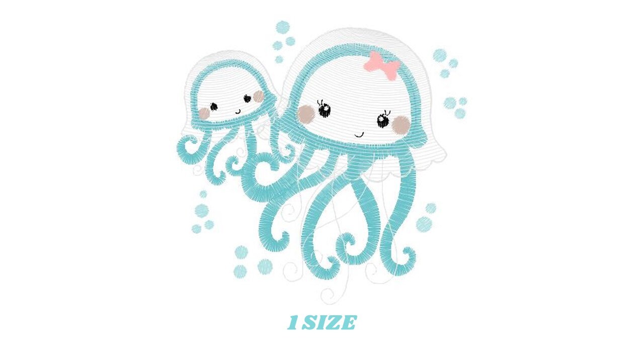 Jellyfish embroidery design - Octopus embroidery designs machine embroidery pattern - Ocean animals embroidery - instant digital download Marcia Embroidery