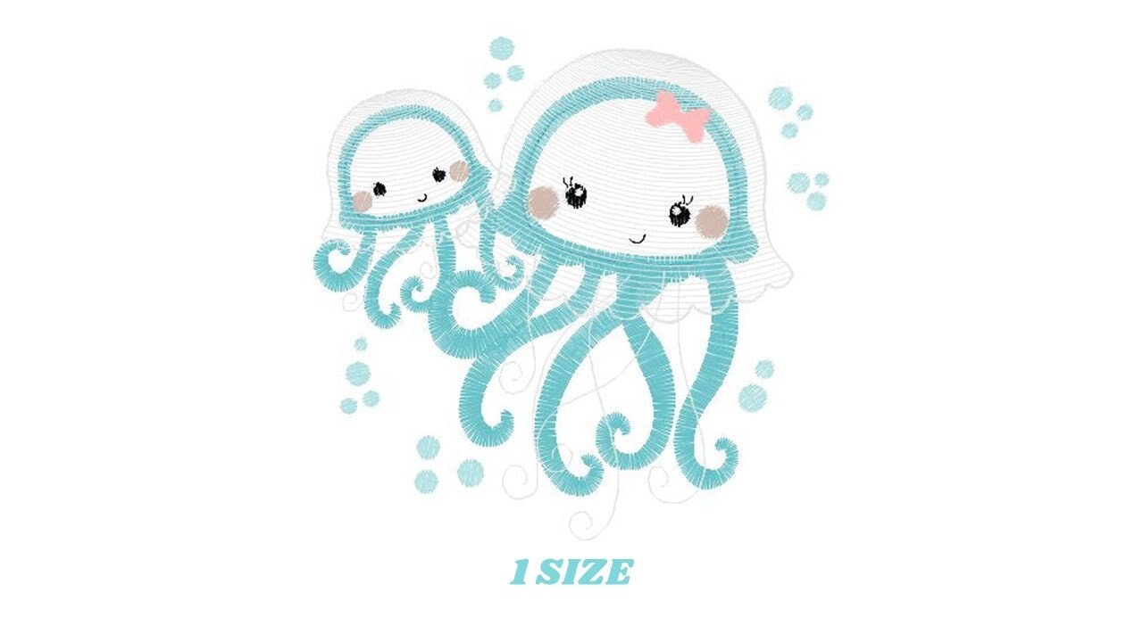 Jellyfish embroidery design - Octopus embroidery designs machine embroidery pattern - Ocean animals embroidery - instant digital download Marcia Embroidery