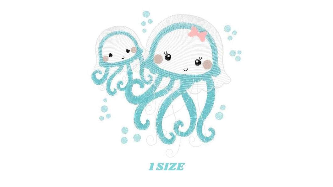 Jellyfish embroidery design - Octopus embroidery designs machine embroidery pattern - Ocean animals embroidery - instant digital download