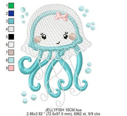 Jellyfish embroidery design - Octopus embroidery designs machine embroidery pattern - Ocean animals embroidery applique - instant download
