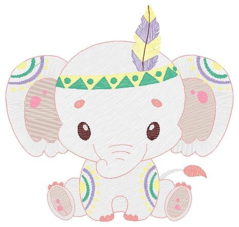 Indian Elephant embroidery designs - Animal embroidery design machine embroidery pattern - Boy embroidery file - elephant with body paint