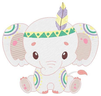Indian Elephant embroidery designs - Animal embroidery design machine embroidery pattern - Boy embroidery file - elephant with body paint