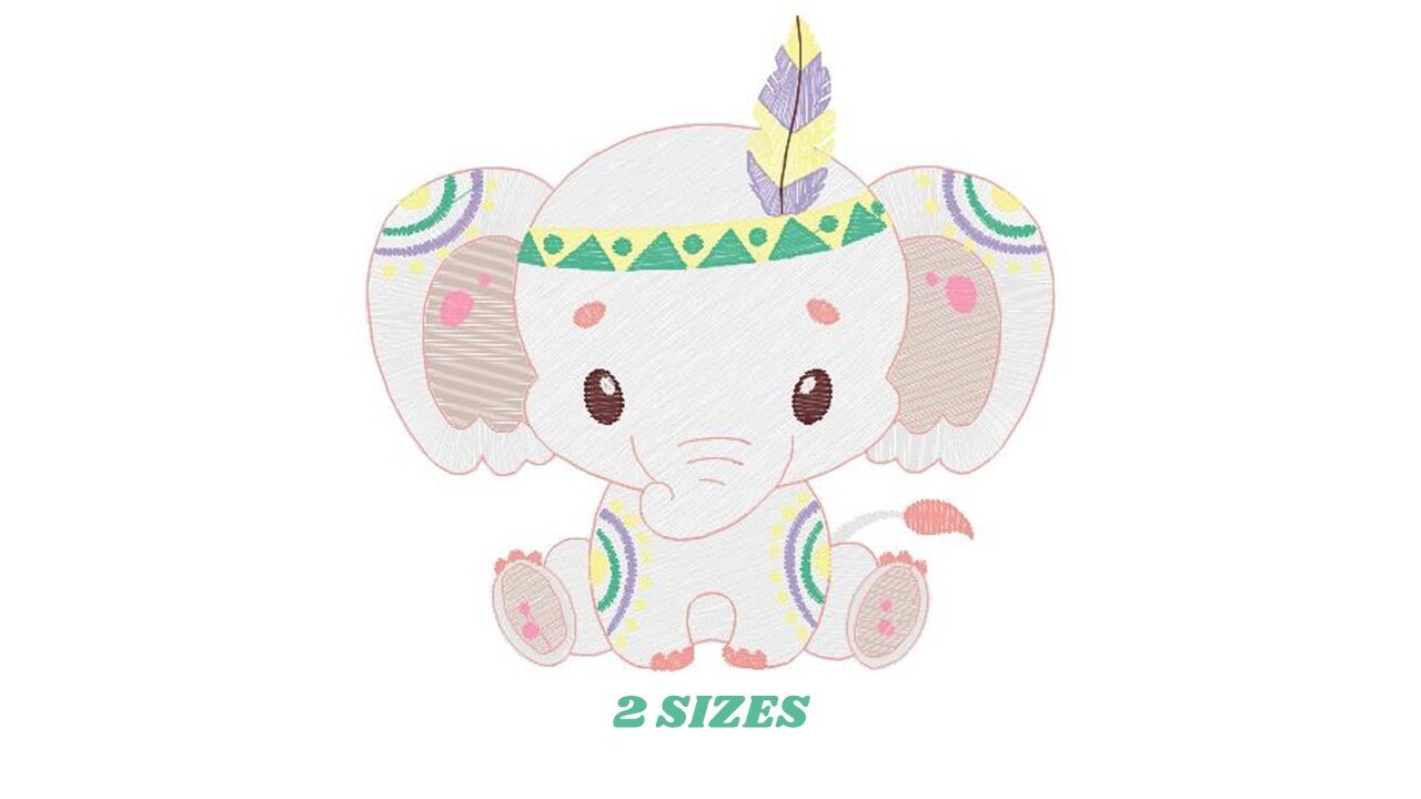 Indian Elephant embroidery designs - Animal embroidery design machine embroidery pattern - Boy embroidery file - elephant with body paint