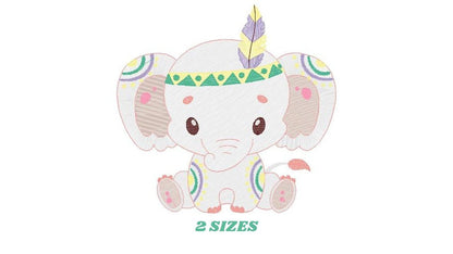 Indian Elephant embroidery designs - Animal embroidery design machine embroidery pattern - Boy embroidery file - elephant with body paint