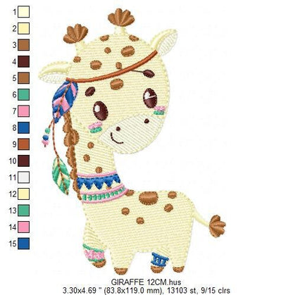 Giraffe embroidery designs - Indian animals embroidery design machine embroidery pattern - Baby boy embroidery file - instant download pes - Marcia Embroidery