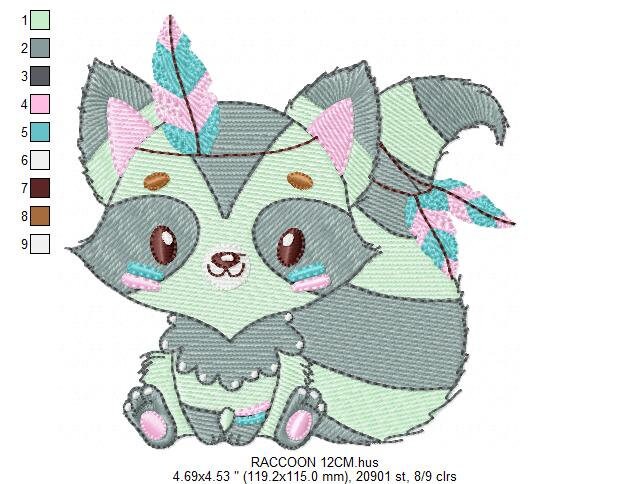Raccoon embroidery designs - Indian Animal embroidery design machine embroidery pattern - Woodland animal embroidery file - Boy embroidery Marcia Embroidery