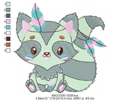 Raccoon embroidery designs - Indian Animal embroidery design machine embroidery pattern - Woodland animal embroidery file - Boy embroidery Marcia Embroidery