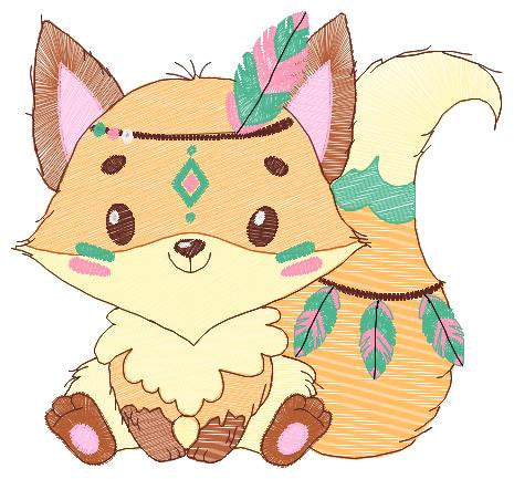 Red Fox embroidery designs - Woodland animal embroidery design machine embroidery pattern - forest fox filled design baby girl embroidery - Marcia Embroidery