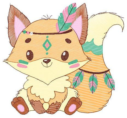 Red Fox embroidery designs - Woodland animal embroidery design machine embroidery pattern - forest fox filled design baby girl embroidery - Marcia Embroidery