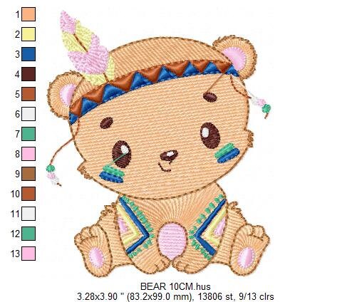 Bear embroidery designs - Indian embroidery design machine embroidery pattern - Baby Boy embroidery file - instant download bear in a frame