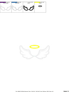 Angel wings embroidery designs - Angel embroidery design machine embroidery pattern - Angel applique design - Halo embroidery angel applique