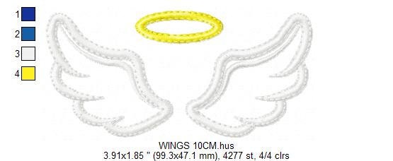 Angel wings embroidery designs - Angel embroidery design machine embroidery pattern - Angel applique design - Halo embroidery angel applique