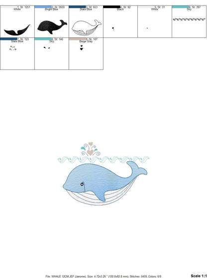 Whale embroidery designs - Fish embroidery design machine embroidery pattern - Ocean embroidery file - sea animal embroidery whale design