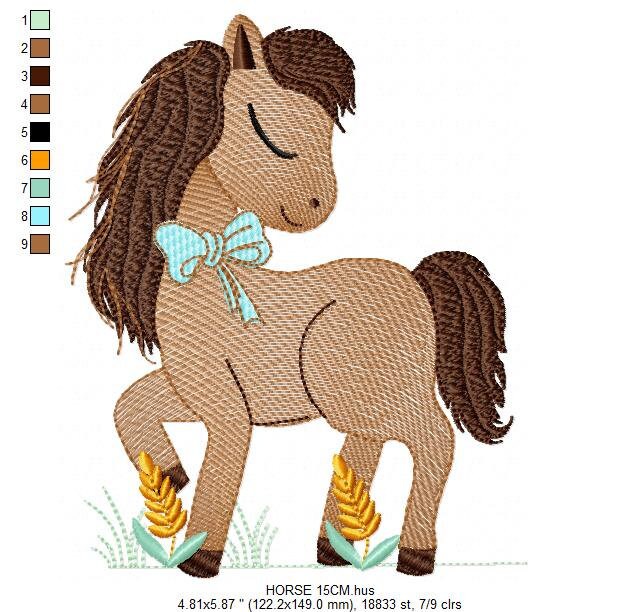 Horse embroidery design - Cowboy Farm animals embroidery designs machine embroidery pattern - Horse ranch embroiery file - instant download