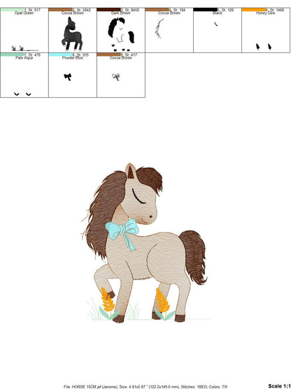 Horse embroidery design - Cowboy Farm animals embroidery designs machine embroidery pattern - Horse ranch embroiery file - instant download