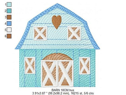 Barn animals embroidery design - Farm embroidery designs machine embroidery pattern - Horse shed pig sheep embroidery file - Farm building