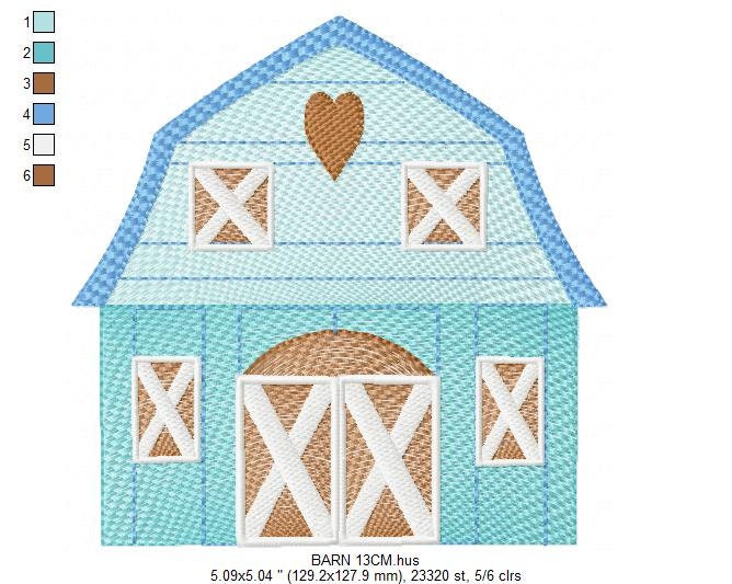 Barn animals embroidery design - Farm embroidery designs machine embroidery pattern - Horse shed pig sheep embroidery file - Farm building