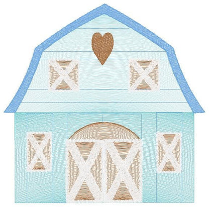 Barn animals embroidery design - Farm embroidery designs machine embroidery pattern - Horse shed pig sheep embroidery file - Farm building