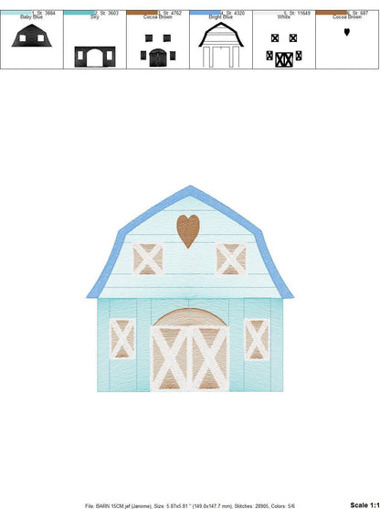 Barn animals embroidery design - Farm embroidery designs machine embroidery pattern - Horse shed pig sheep embroidery file - Farm building