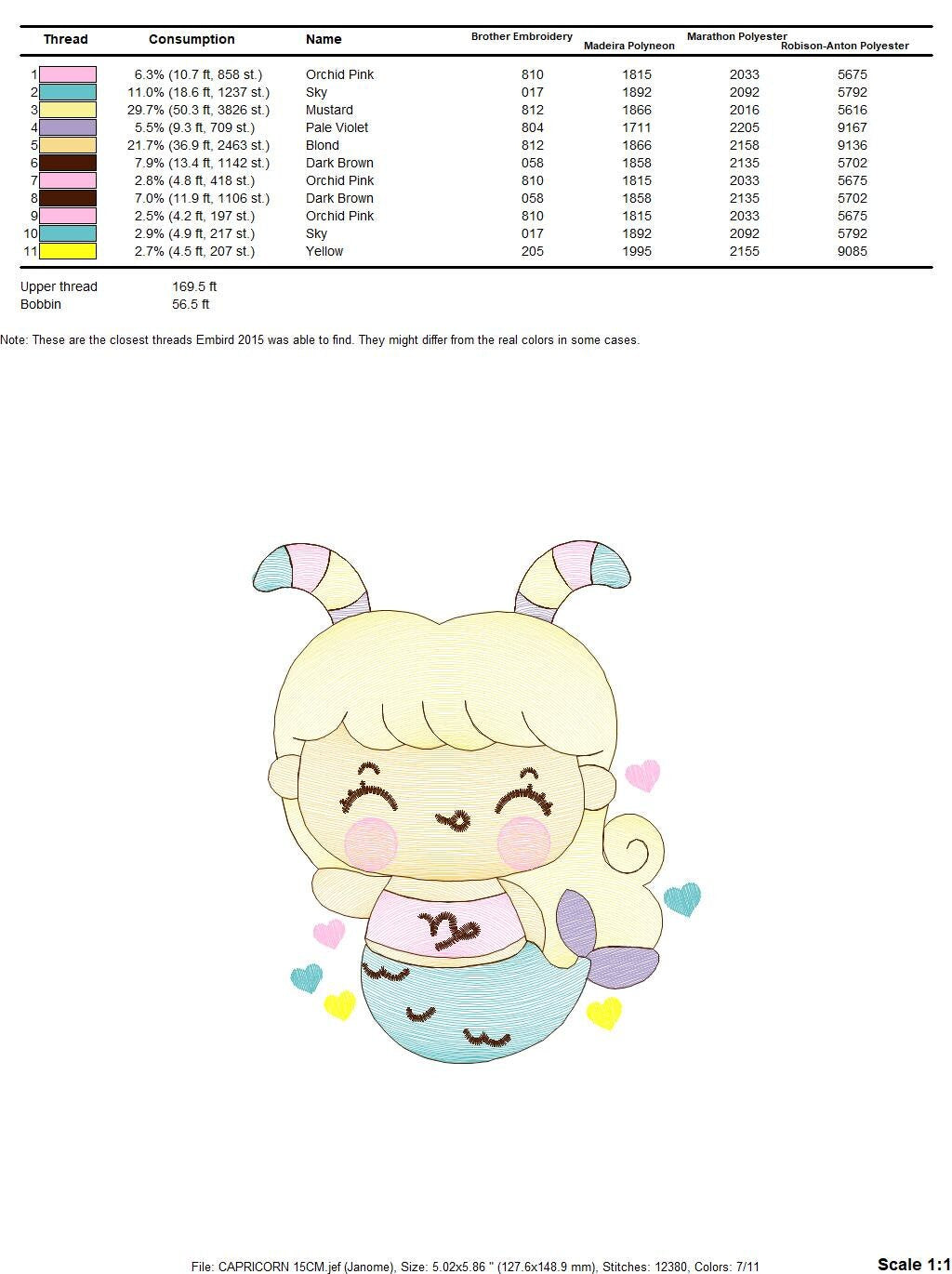 Capricorn girl embroidery designs - Zodiac embroidery design machine embroidery pattern - Pixie Fairy Fantasy - Capricorn Astrological Sign - Marcia Embroidery