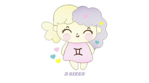 Gemini girl embroidery designs - Zodiac Signs embroidery design machine embroidery pattern - Pixie embroidery file - Gemini Zodiac Sign pes