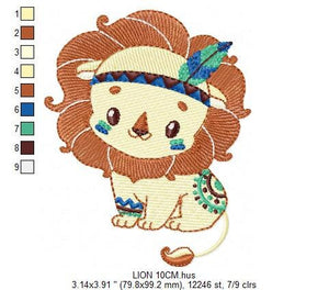 Lion embroidery designs - Safari embroidery design machine embroidery pattern - Baby boy embroidery file - Lion Indian embroidery download