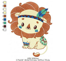 Laden Sie das Bild in den Galerie-Viewer, Lion embroidery designs - Safari embroidery design machine embroidery pattern - Baby boy embroidery file - Lion Indian embroidery download
