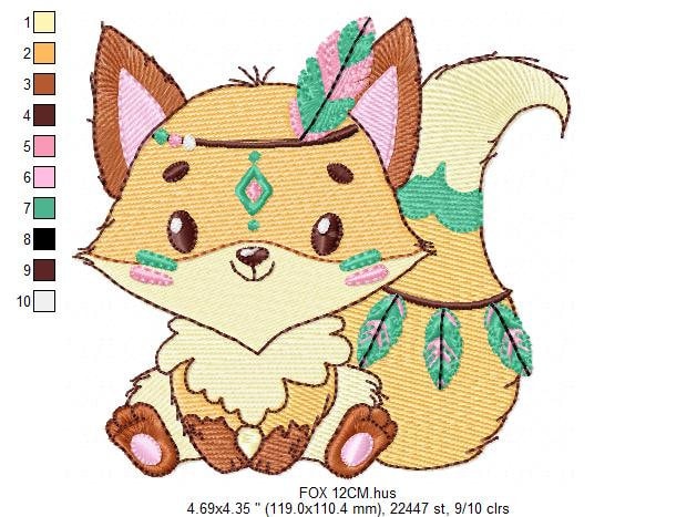 Red Fox embroidery designs - Woodland animal embroidery design machine embroidery pattern - forest fox filled design baby girl embroidery - Marcia Embroidery