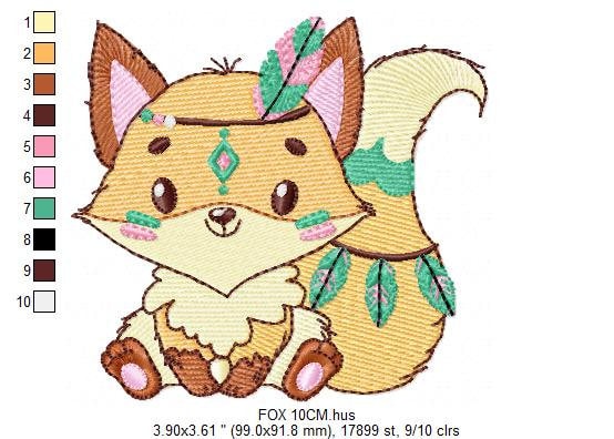 Red Fox embroidery designs - Woodland animal embroidery design machine embroidery pattern - forest fox filled design baby girl embroidery - Marcia Embroidery