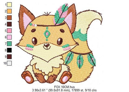 Red Fox embroidery designs - Woodland animal embroidery design machine embroidery pattern - forest fox filled design baby girl embroidery - Marcia Embroidery